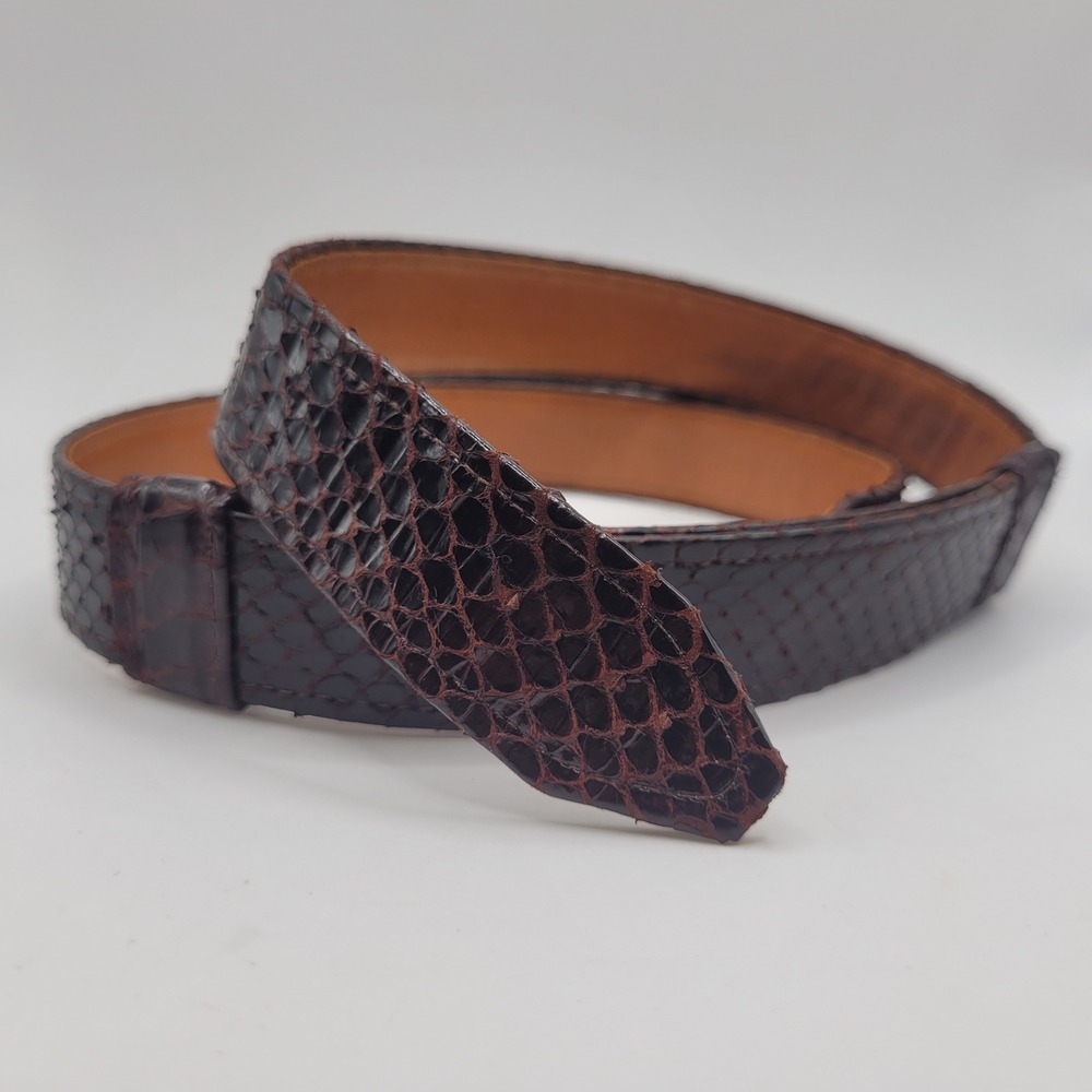 VTG Alexis Kirk Belt Strap XS Oxblood Snakeskin Leather Waist Cinch 80s 90s Glam
